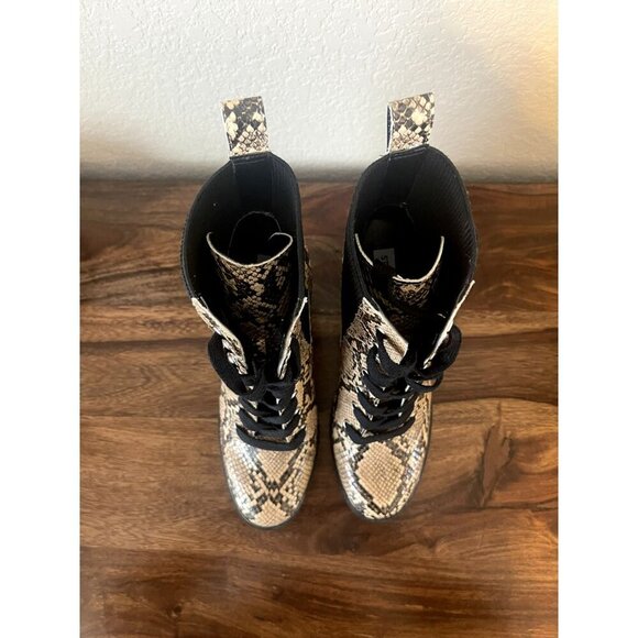 Steve Madden Latch Lace Up Snake Print Boots Chunky Block Heel Size Women's 9.5 - Picture 5 of 9